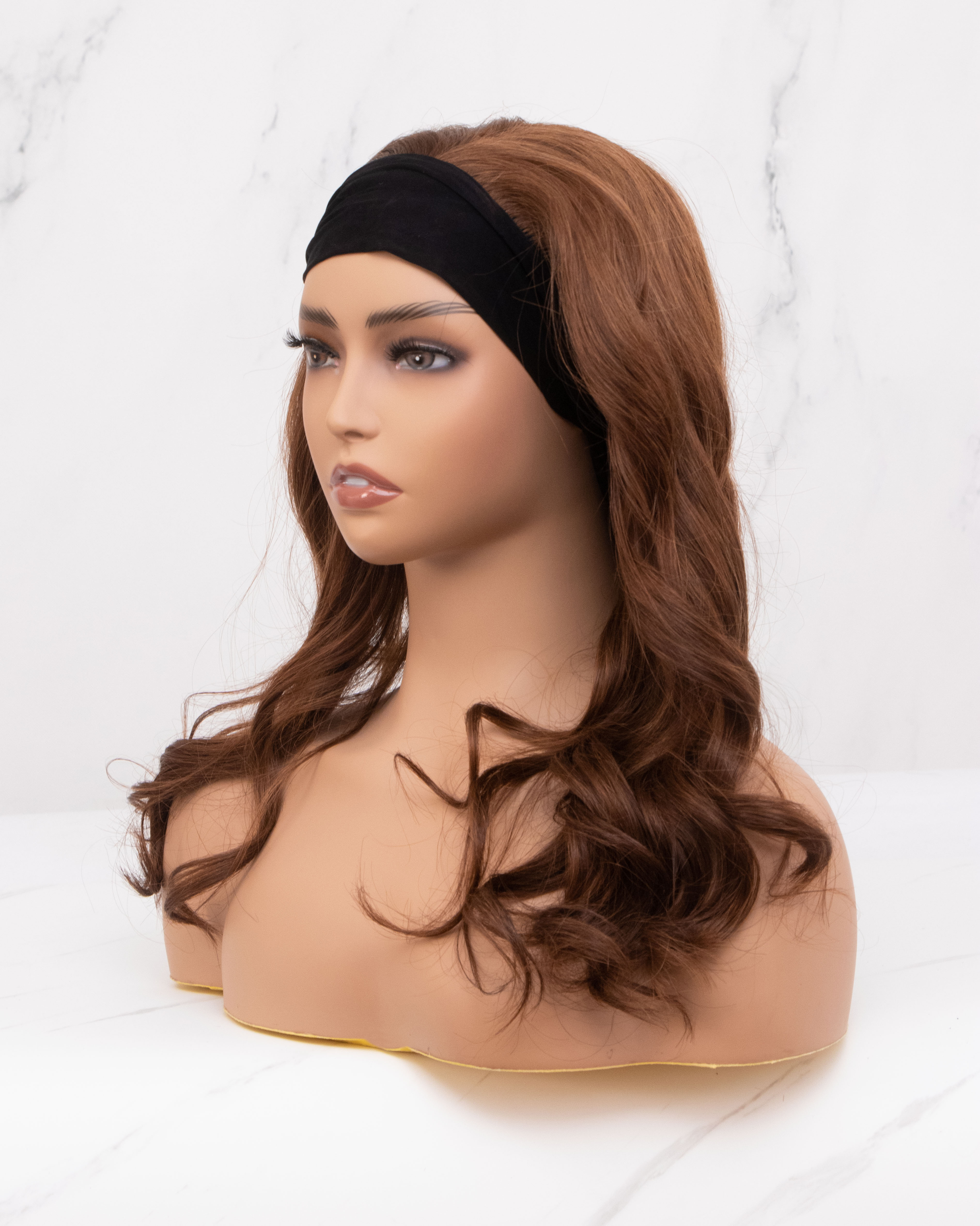 20'' Bright Brown Human Hair Headband Wig -CFS008