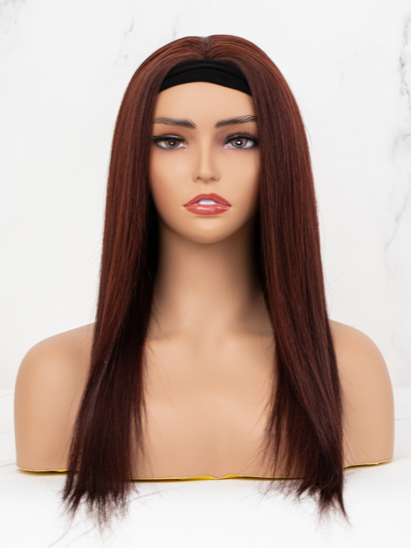 18" Red Brown Human Hair Headband Wig -CFS013