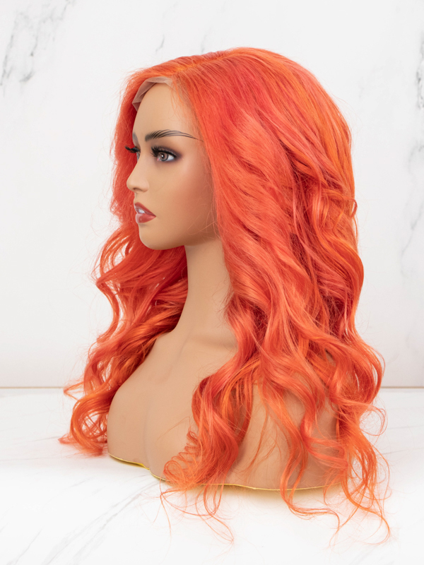 22" Orange Wavy Lace Frontal Wig -CFS018
