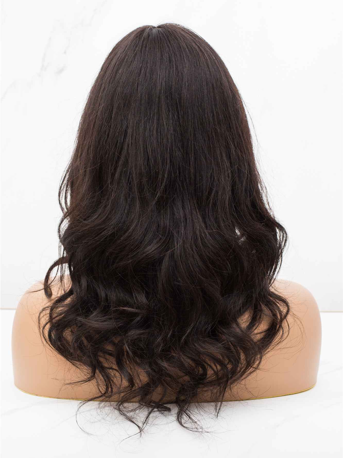 14" Natural Black with Highlights Wavy T part lace Wig -CFS023