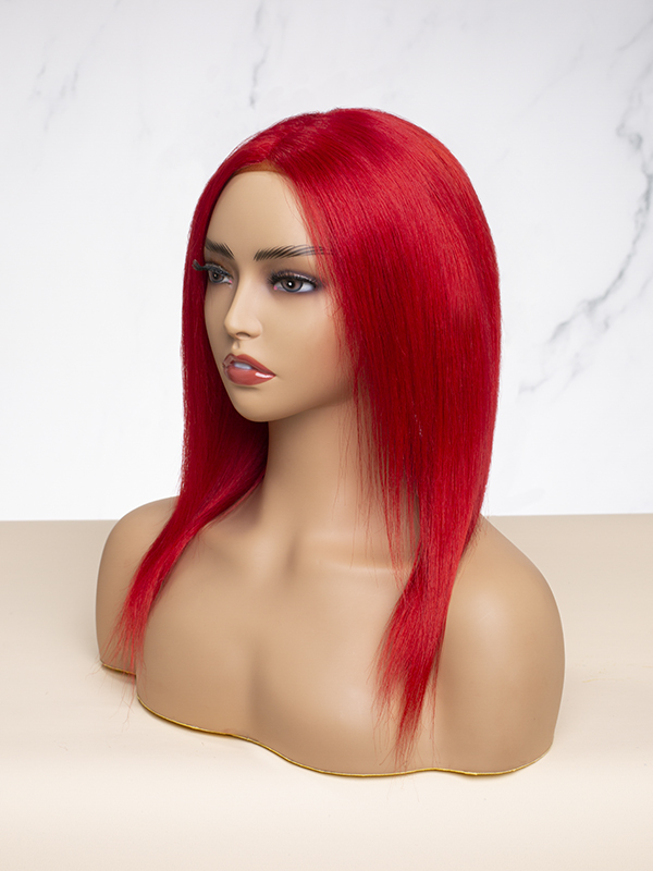 14" Red Lace Frontal Wig -CFS034