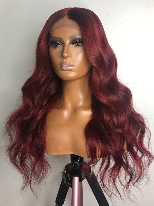 Esther020 -Burgundy Lace Front Wig