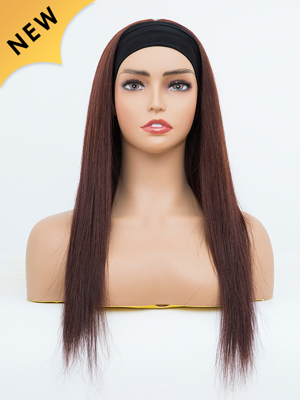 Reddish Brown Silky Straight Headband Wig