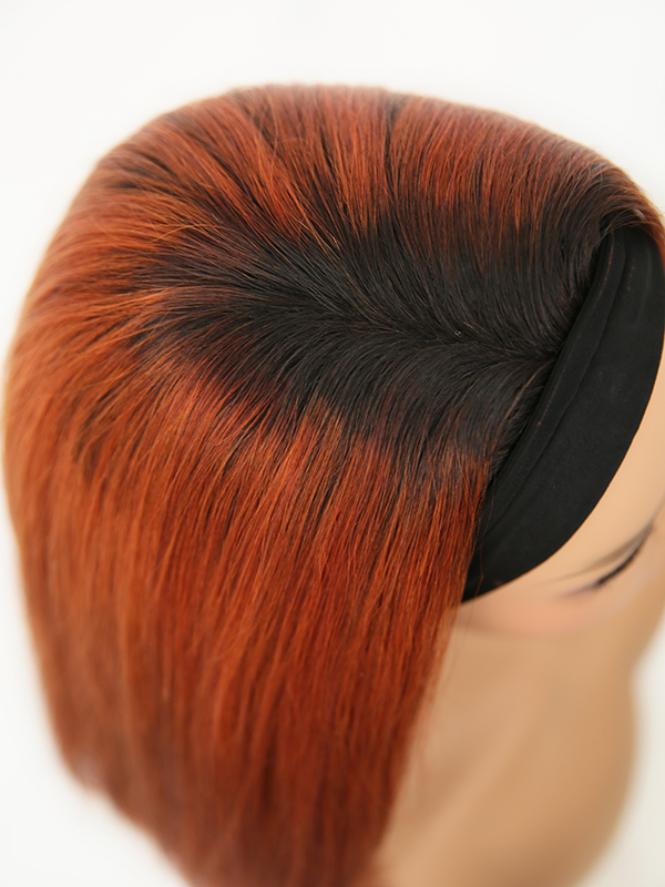 Reddish Ginger Human Hair Headband Bob Wig