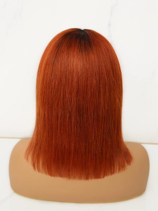 Ombre Burnt Orange Human Hair Headband Bob Wig