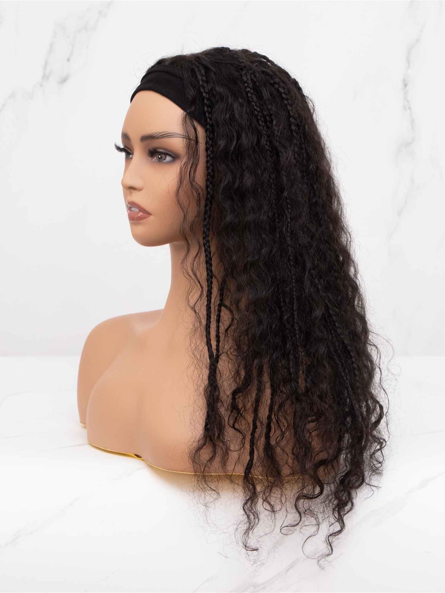 TAMERA - Water Wave Human Hair Headband Wig with Braids