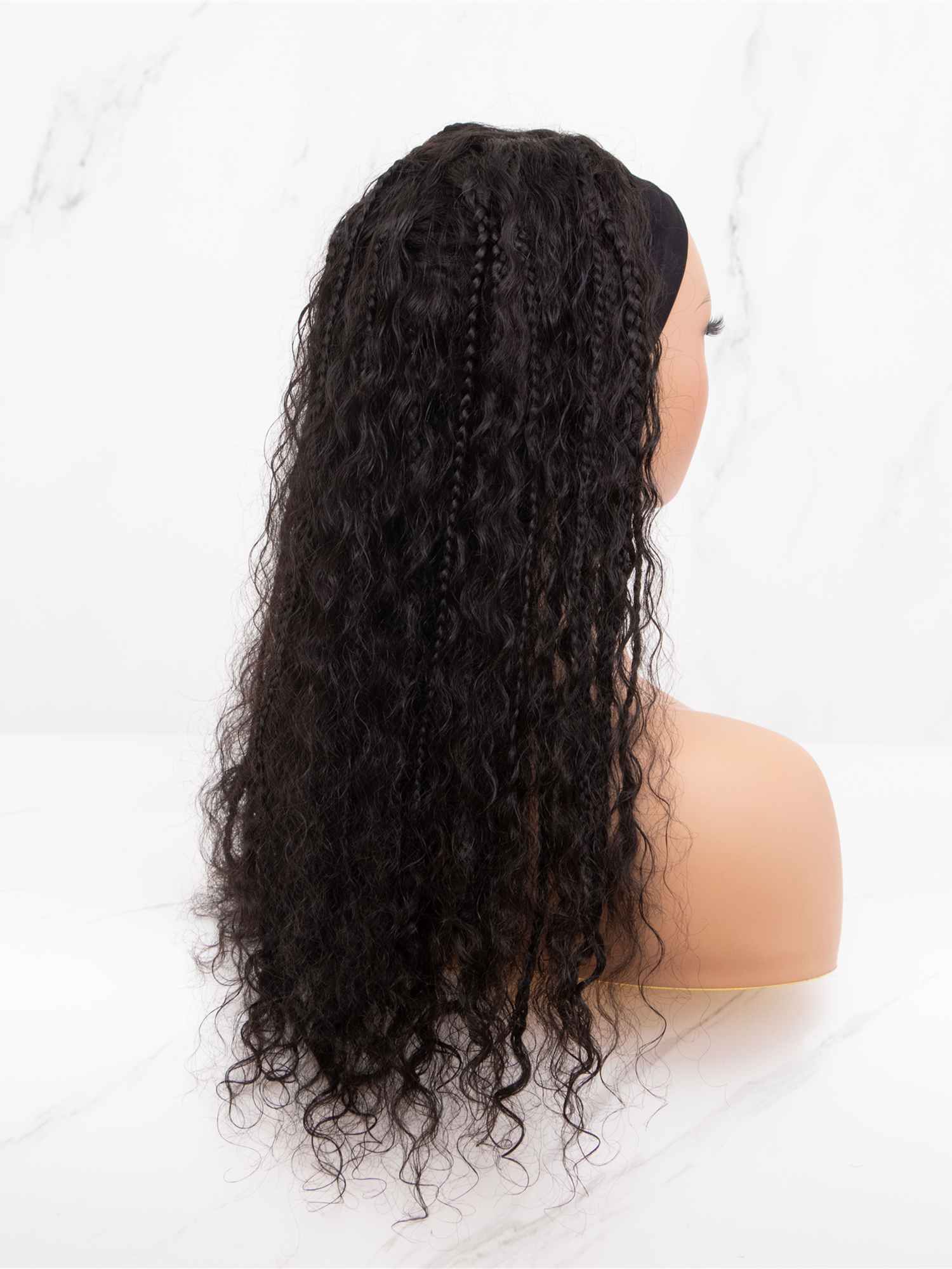 TAMERA - Water Wave Human Hair Headband Wig with Braids