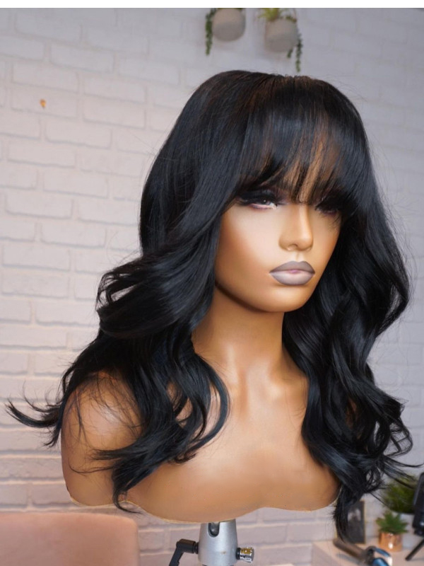Body Wave Glueless Human Hair Wig with Bangs