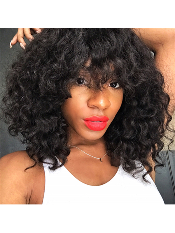 Textured Deep Curly Beginner Wig With Bangs