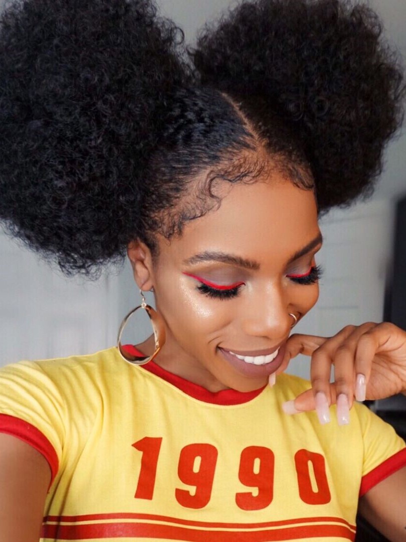MISSY - Afro Kinky Curly Lace Front Wig with Space Buns