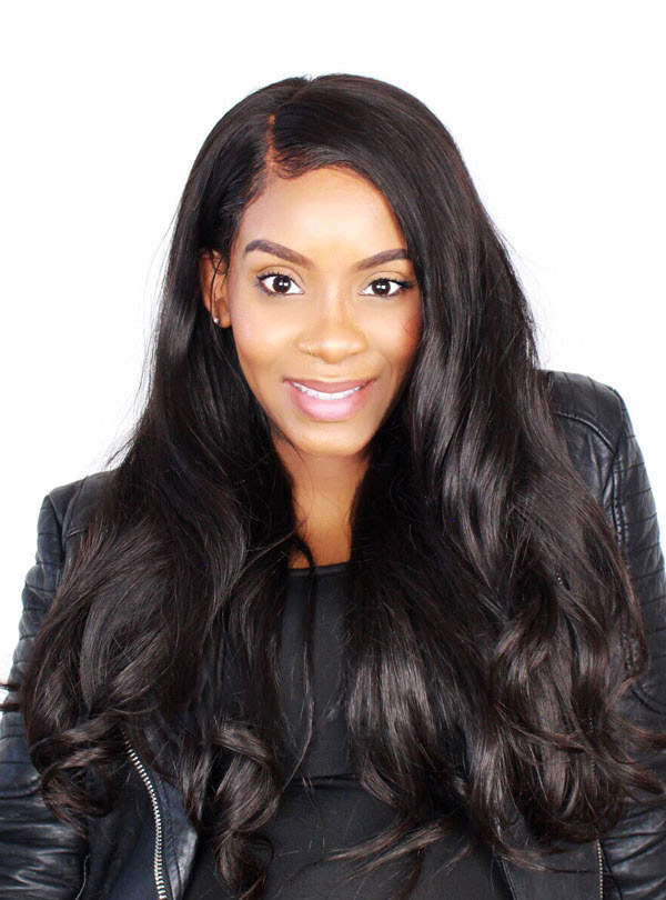 Natural Wavy Side Part Natural Color Lace Front Wig