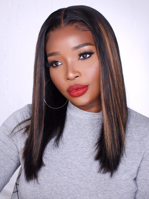 Tina - Shiny Silky Lace Front Wig with Highlights
