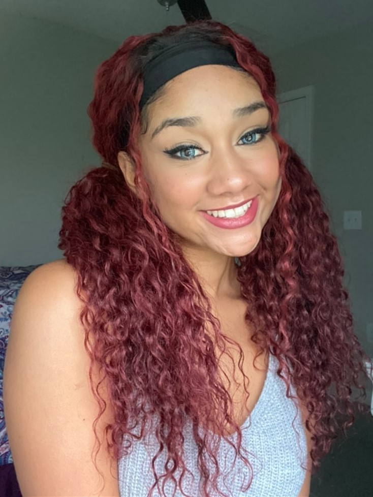 Joaneily - Retro Ruby Red Water Wave Headband Wig
