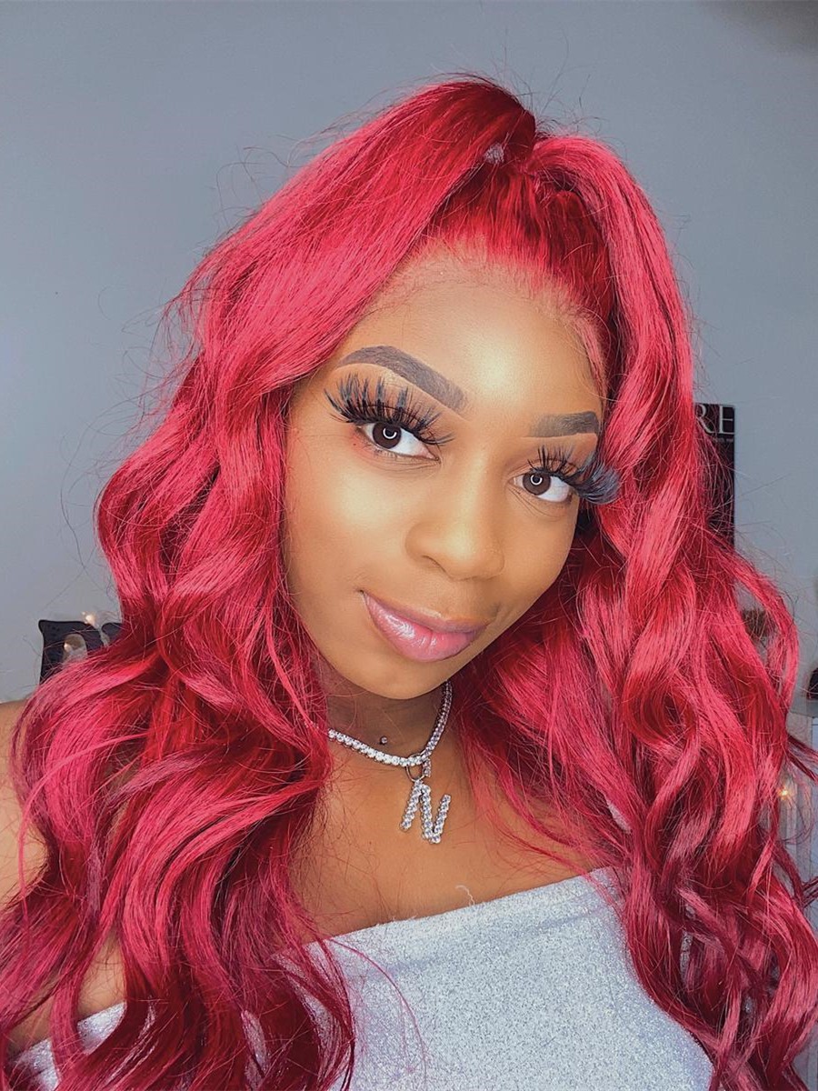 Lavish - Mermaid Ombre Ruby Red Body Wave Lace Front Wig