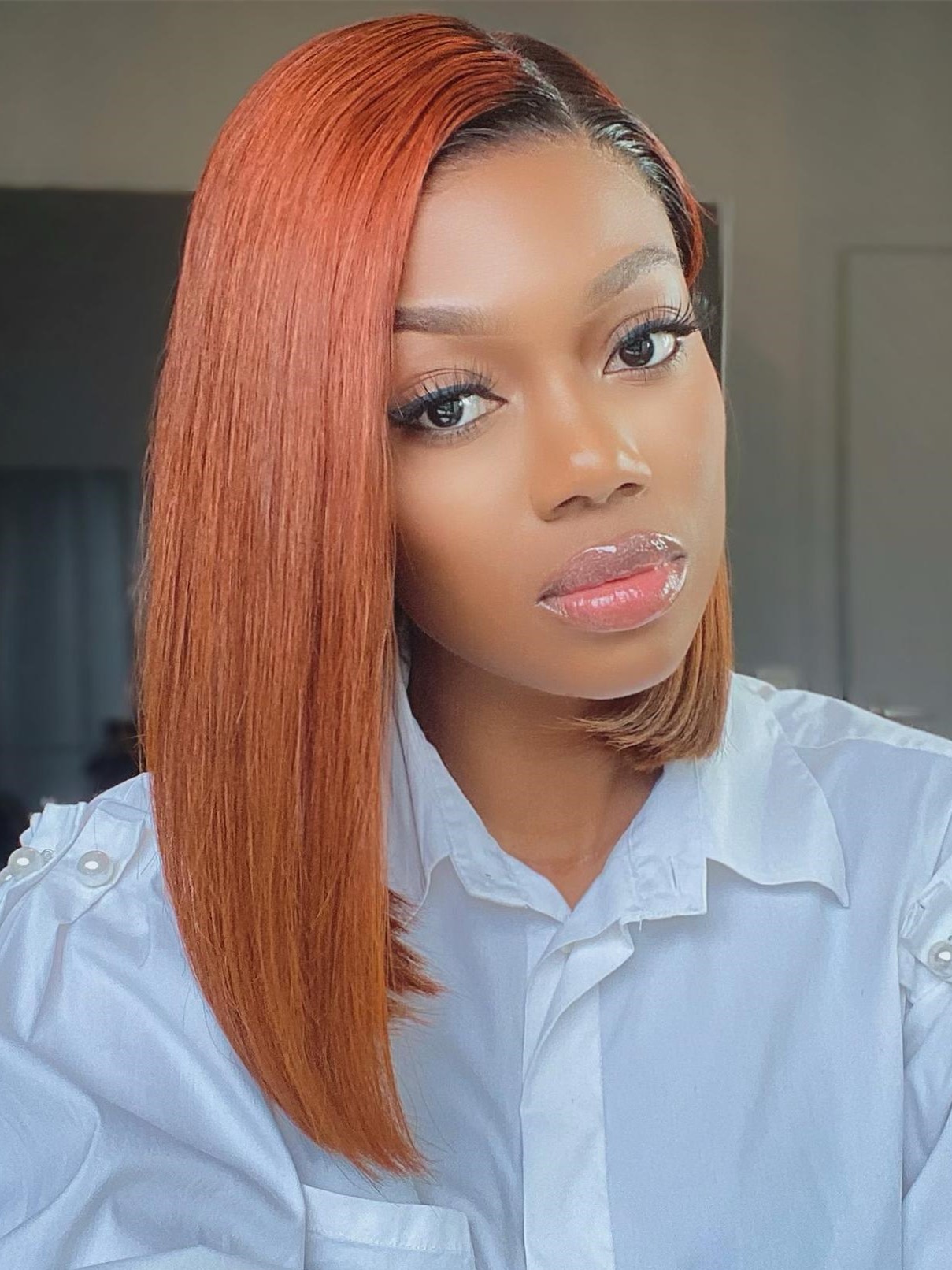 Selorm - Ombre Burnt Orange Lace Front Bob Wig - Click Image to Close