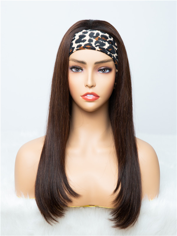 Signature Styles Collection - Stylish Chocolate Brown Layered Human Hair Headband Wig
