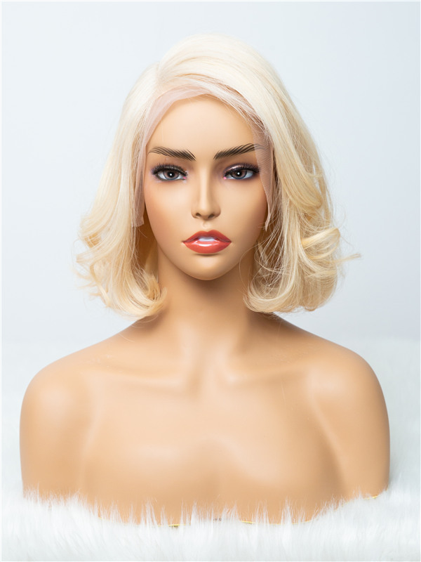 Signature Styles Collection - Fashionable Messy Curls Blonde Lace Frontal Bob Wig