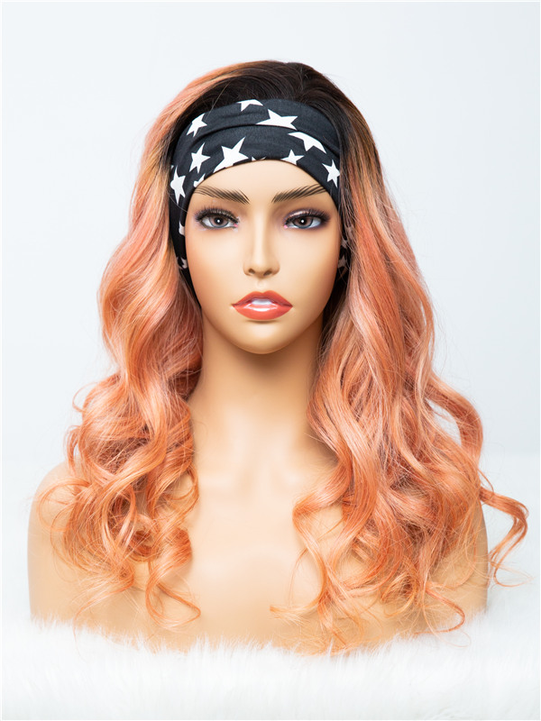 Signature Styles Collection - Romantic Rose Gold Wavy Human Hair Headband Wig