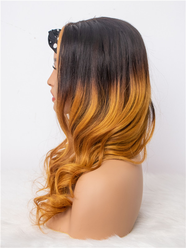 Signature Styles Collection - Ombre Golden Brown Human Hair Headband Wig