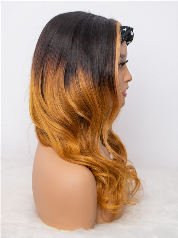 Signature Styles Collection - Ombre Golden Brown Human Hair Headband Wig