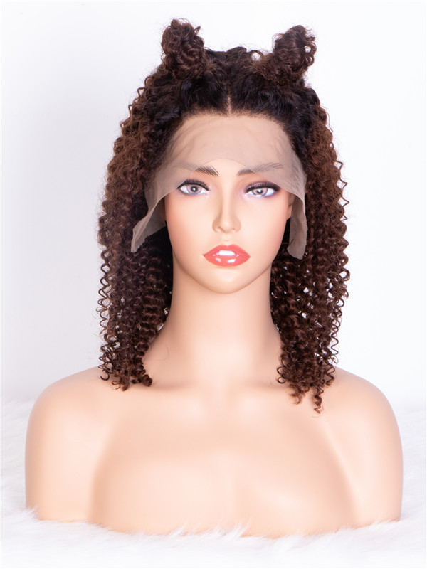 Signature Styles Collection - Chocolate Brown Double High Bun Curly Bob Lace Front Wig