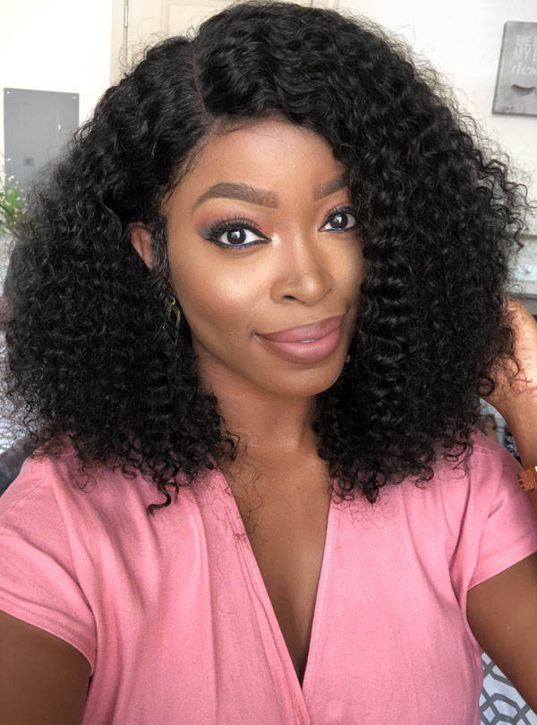 ClassyMary - Natural Curly Lace Wig With Bangs