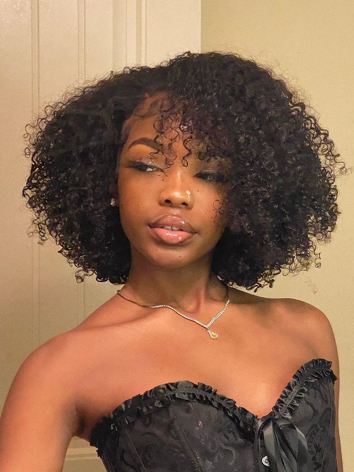 Sexy Natural Curly Lace Front Wig with Layers