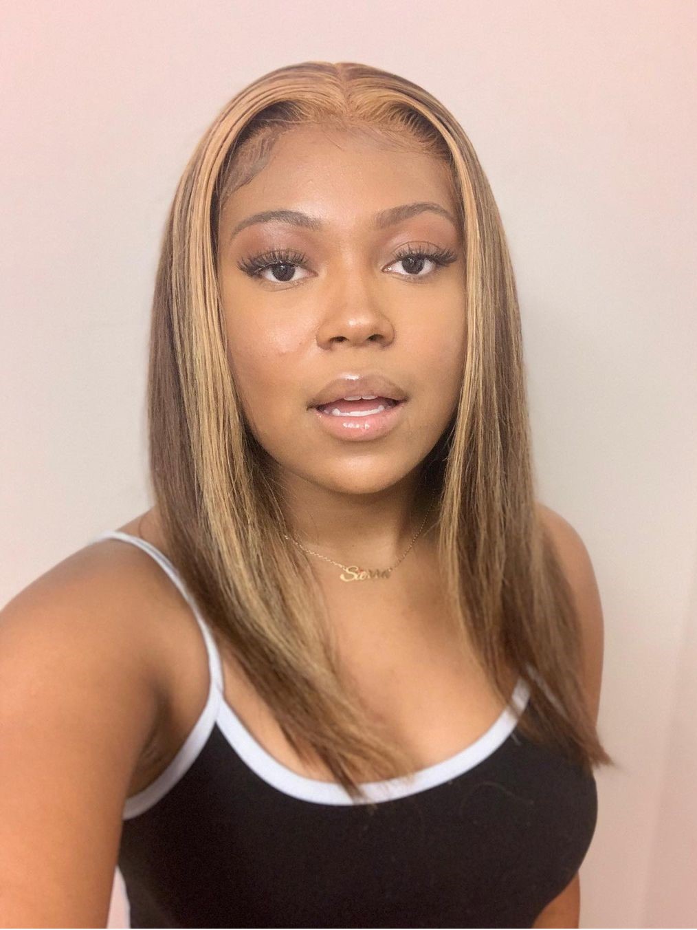 Jenny from the block - Human Hair Lace Front Wig with Brown and Blonde Highlights