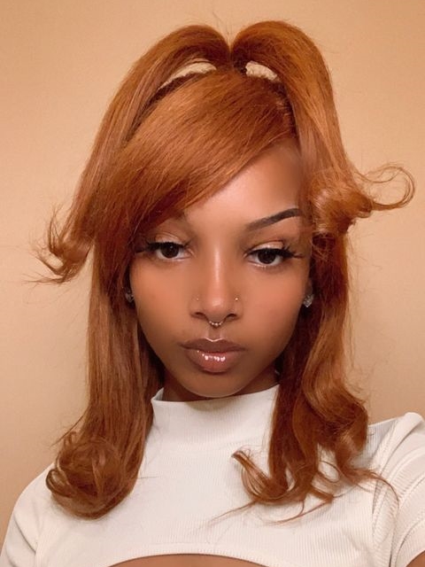 Ginger Spice - Ginger Color Lace Front Wig with Half up Ponytail