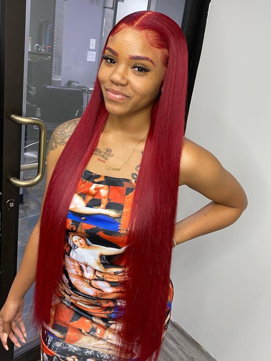 Biggie Shorty - Bold Red Silky Straight Lace Front Wig
