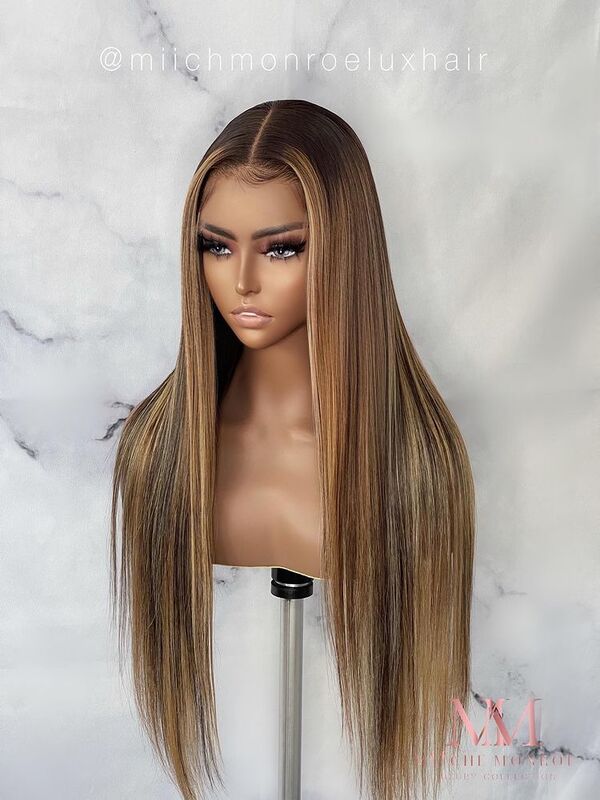 GOLDEN BROWN WITH BLONDE MONEY PIECE STRAIGHT LACE FRONT WIG-LFSS144