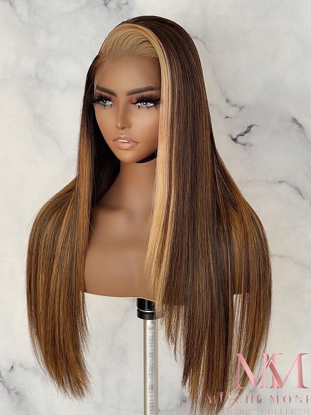 GOLDEN BROWN WITH BLONDE MONEY PIECE STRAIGHT LACE FRONT WIG-LFSS144